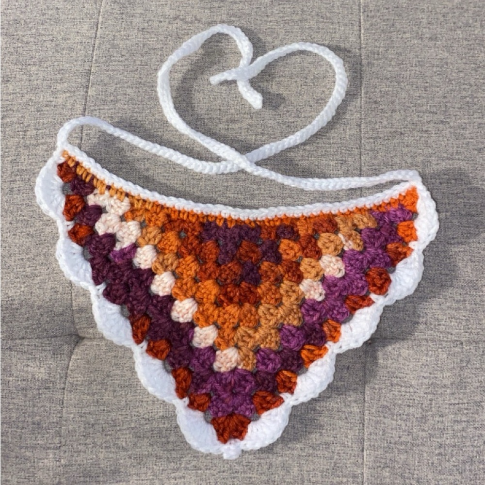 Crochet Bandana Hair Accessory - Lesbian Pride Flag